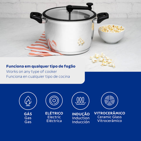 Tramontina Allegra Stainless Steel Popcorn Maker Induction 22cm