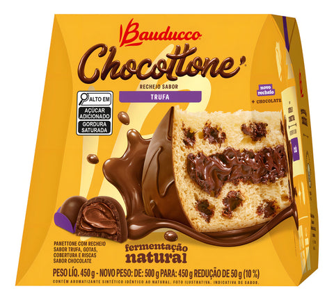 Chocotone Maxi Recheio Trufa E Gotas Chocolate Bauducco 450g