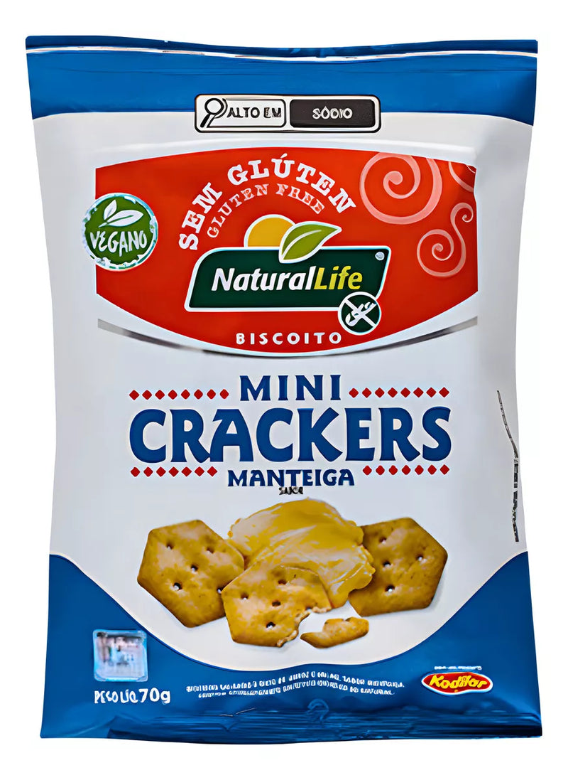 Biscoito Mini Crackers Sabor Manteiga Vegano S/ Glúten NaturalLife 70g