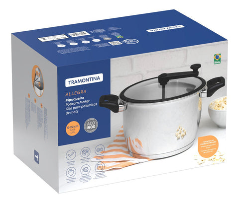 Tramontina Allegra Stainless Steel Popcorn Maker Induction 22cm