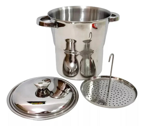 Cuscusera Nordestina Grande para Familia con 2,5l de Acero Inoxidable Unidad Color Plata/Inox