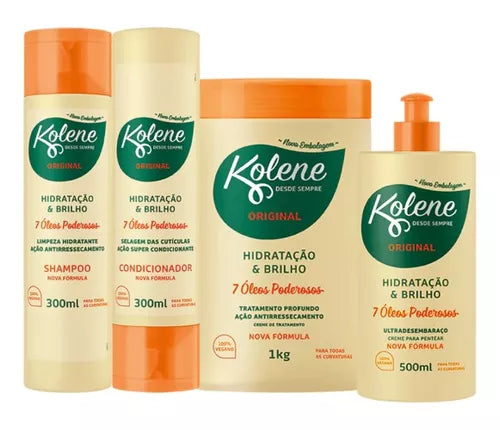 Kit Kolene Original Shampoo/condic/máscara 1kg/pentear 500ml - MEUBRASILONLINE