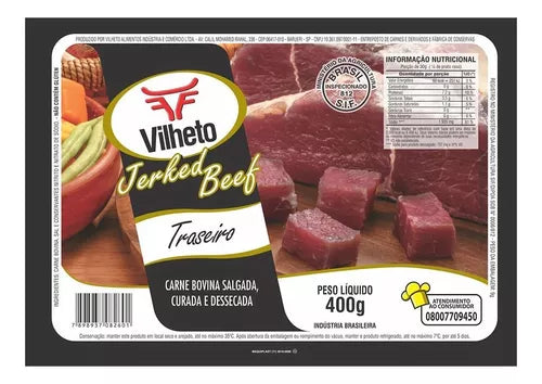 Carne seca Bovina Charque Traseiro Vilheto 400g