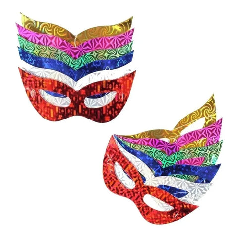 Set of 10 Holographic Cat Masks - Assorted Colors