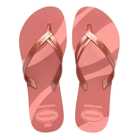 Chinelo Havaianas Elegance Print Rosê Gold