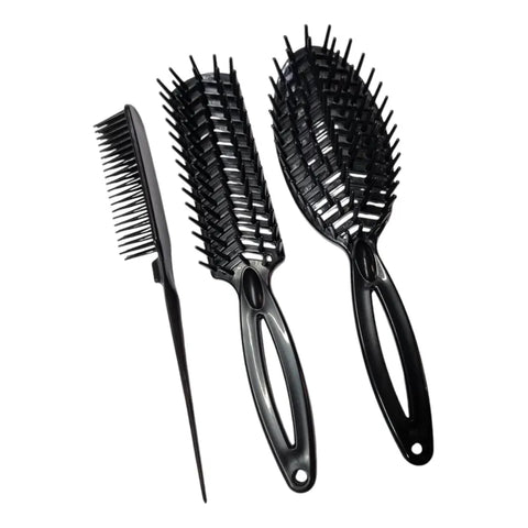 Kit 3 Escovas Rigidas - Reta+Oval+Três Fileiras - Cor Sortida