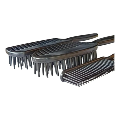 Kit 3 Escovas Rigidas - Reta+Oval+Três Fileiras - Cor Sortida