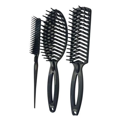 Kit 3 Escovas Rigidas - Reta+Oval+Três Fileiras - Cor Sortida