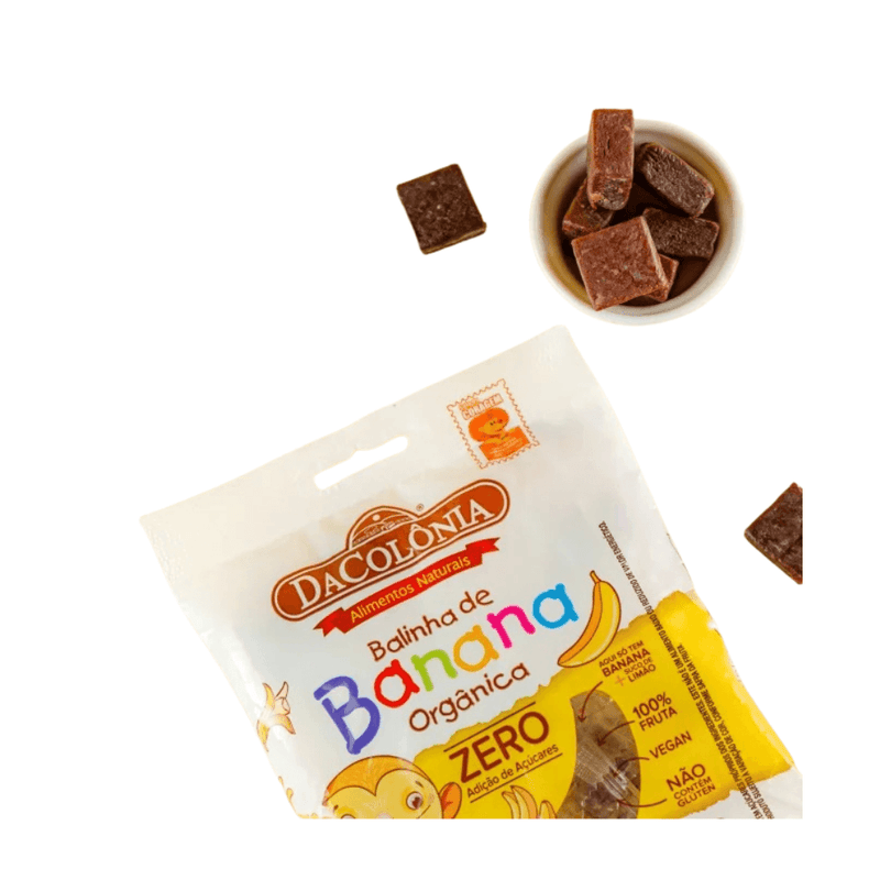 Bala De Banana Orgânica Zero Açúcar Dacolonia 2x100G