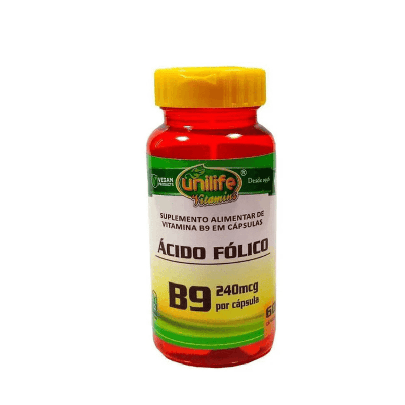 Vitamina B9 Ácido Fólico Unilife 60 Cáps