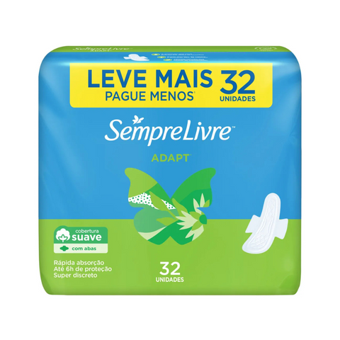 Absorvente com Abas Suave Sempre Livre Adapt Pacote 32