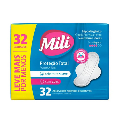 Absorvente Mili Proteção Total Suave com Abas 32un