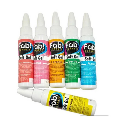 Kit 12 Soft Gel Food Coloring 25g for Cakes and Sweets Fab