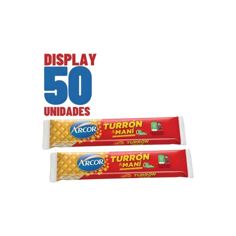 Arcor Turron Nougat and Peanut 25g - Box with 50 Units