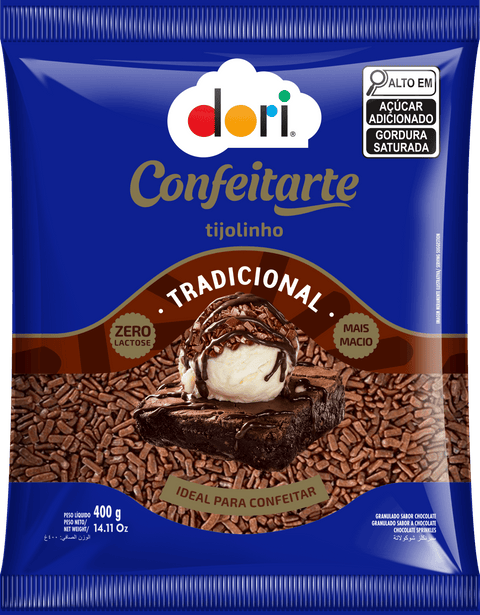 Gourmet Chocolate Sprinkles Tijolinho Traditional Confeitarte Dori 400g