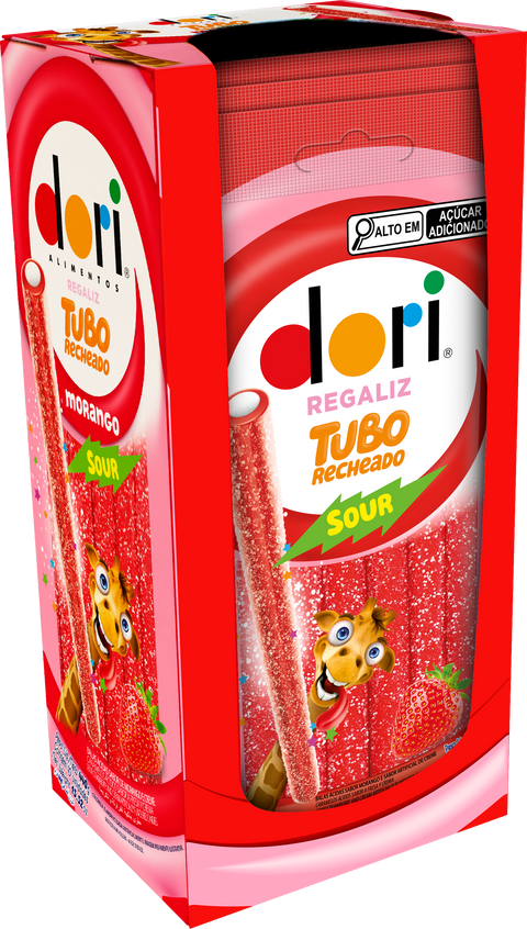 Dori Sour Strawberry Filled Tube Candy 70g