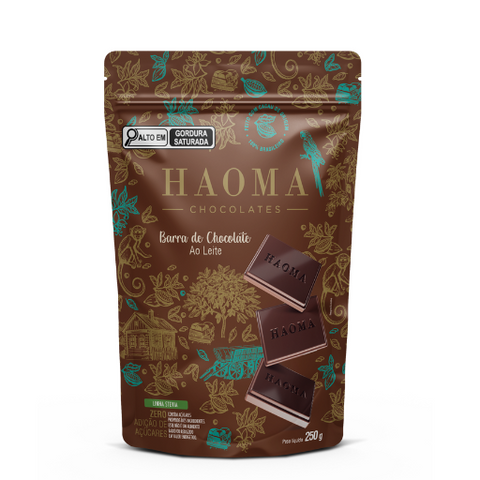 Pouch Barra Chocolate ao Leite Linha Stevia 250g Haoma