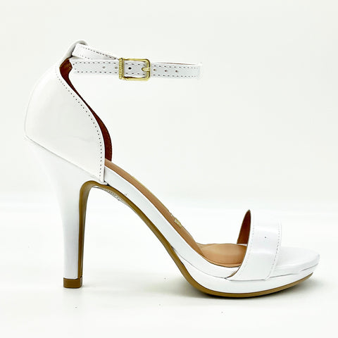 Vizzano 6210-655 High Heel Ankle Strap Sandal in White Patent