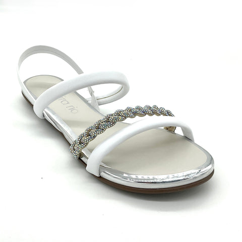 Beira Rio 8367-641 Braided Strap Flat Sandal in White