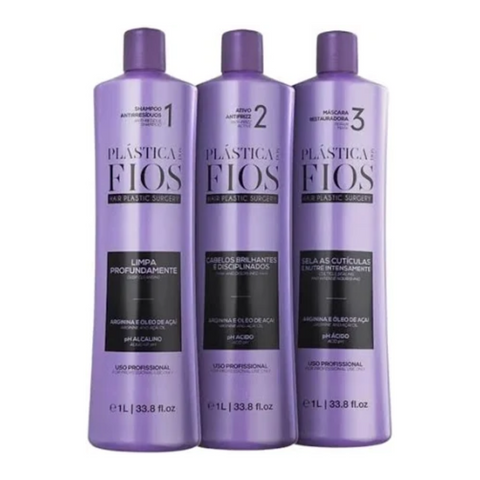 Kit Escova Progressiva Cadiveu Plástica dos Fios Selagem Térmica 3x1 Litro