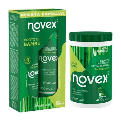 Kit Novex Broto de Bambu Shampoo 300ml + Condicionador 300ml + Mascara 400g