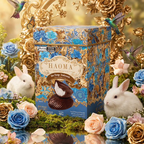 Ovo de Chocolate 56% com Recheio de Nuage Baunilha 400g Haoma