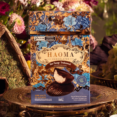 Ovo de Chocolate 56% com Recheio de Nuage Baunilha 400g Haoma