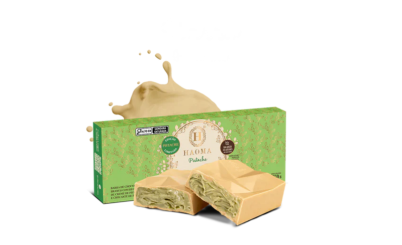 Haoma Barra de Chocolate Branco com Pistache 250g - MEUBRASILONLINE