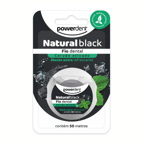 POWERDENT FIO DENTAL 50M - POWER BLACK - CARVÃO ATIVADO