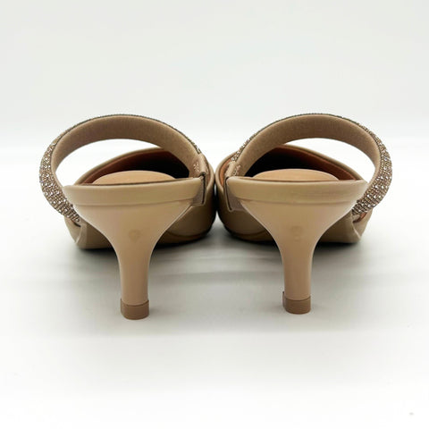 Vizzano 1122-886 Zapatos destalonados estilo mule de tacón kitten y punta fina en beige