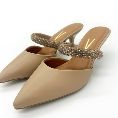 Vizzano 1122-886 Zapatos destalonados estilo mule de tacón kitten y punta fina en beige