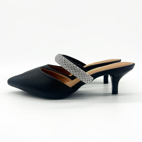 Vizzano 1122-886 Kitten Heel Pointy Toe Mule Pump in Black