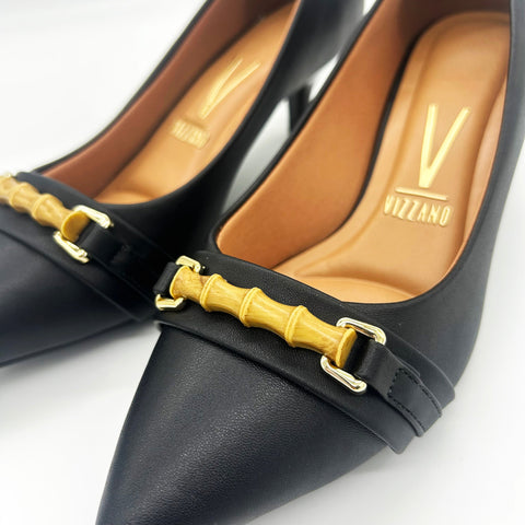 Vizzano 1122-887 Kitten Heel Pointy Toe Pump in Black