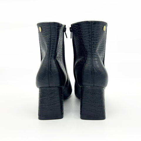 Vizzano 3098-100 Block Heel Boot in Black Croc