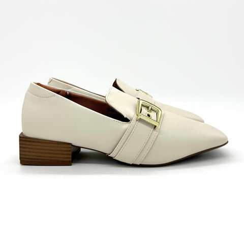 Vizzano 1445-102 Square Toe Loafer in Off White Napa