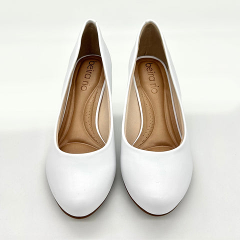 Beira Rio 4777-409 Low Heel Pump in White Napa