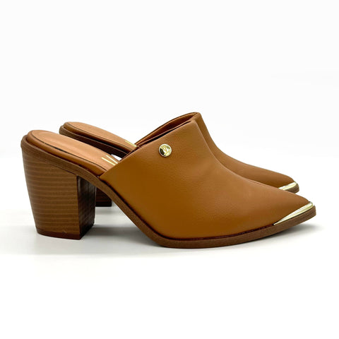 Vizzano 1323-200 Block Heel Pointy Toe Mule in Camel Napa