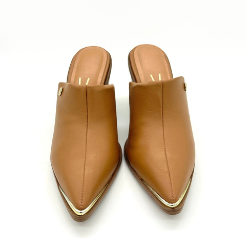 Vizzano 1323-200 Block Heel Pointy Toe Mule in Camel Napa
