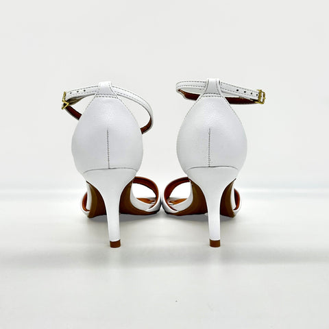 Vizzano 6524-100 Mid Heel Sandal in White Napa