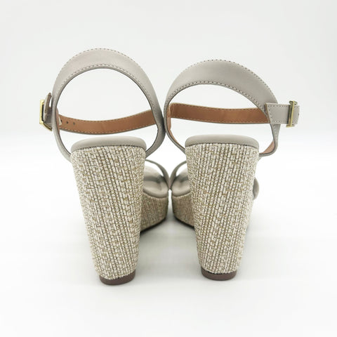 Vizzano 6283-2000 Raffia Wedge Sandal in Grey Napa