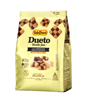 Biscoitos Finos Dueto Sabor Chocolate Preto e Branco Xadrez Vale D'ouro 200g - MEUBRASILONLINE