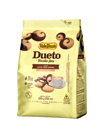 Biscoitos Finos Dueto Sabor Chocolate e Coco Vale D'Ouro 200g - MEUBRASILONLINE