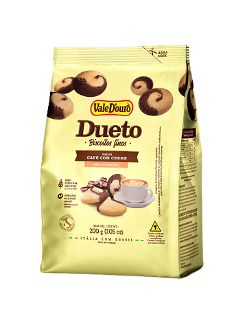 Biscoitos Finos Dueto Sabor Chocolate e Coco Vale D'Ouro 200g - MEUBRASILONLINE