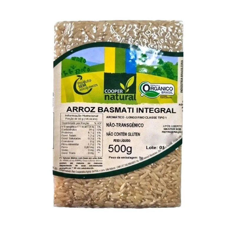 Arroz Basmati Orgânico Integral Coopernatural 500g - MEUBRASILONLINE