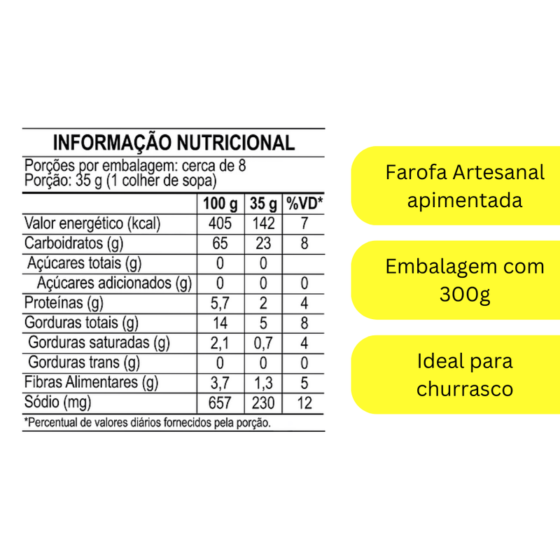 FAROFA ARTESANAL DA TERRINHA APIMENTADA 300G