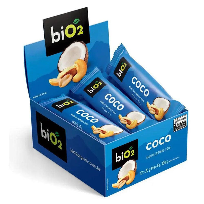 Barra de Castanhas e Frutas Coco biO2 Nuts (Cx 12un de 25g) - Meu Brasil On Line