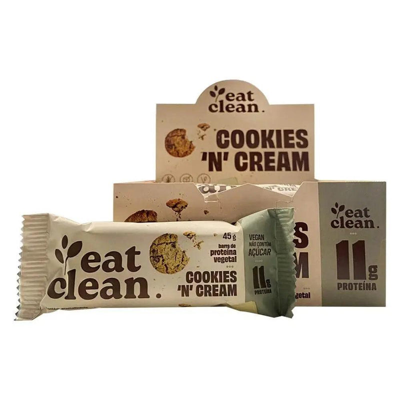 Barra de Proteína Vegetal Cookies N' Cream Zero Eat Clean (Cx c/ 12un de 45g) - Meu Brasil On Line