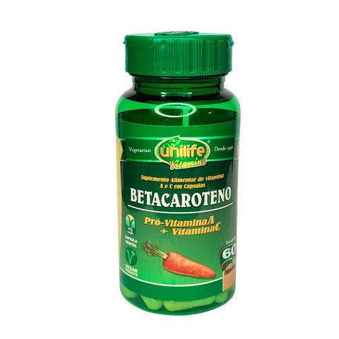 Betacaroteno Pró Com Vitaminas A E C - Unilife - 60 Cápsulas - MEUBRASILONLINE