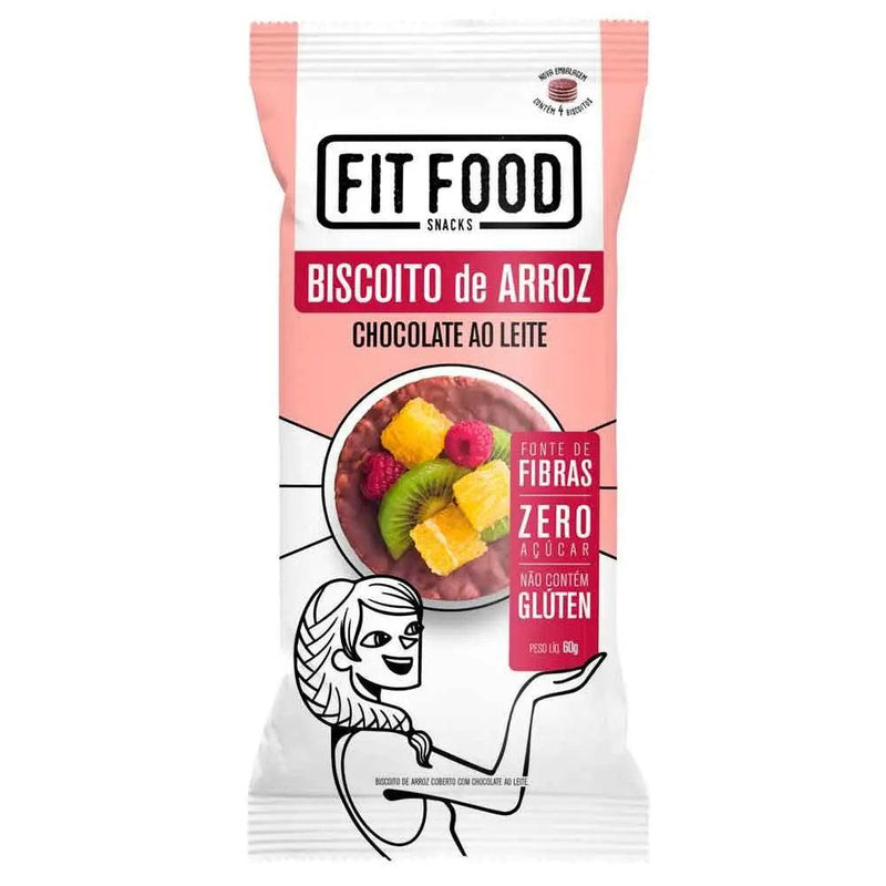 Biscoito de Arroz c/ Chocolate ao Leite Fit Food 60g - MEUBRASILONLINE