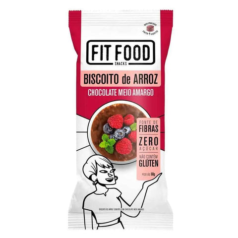 Biscoito De Arroz C/ Chocolate Meio Amargo Fit Food 60g - MEUBRASILONLINE